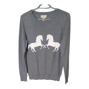 Loft‎ Grey Horse Crewneck Sweater 100% Cotton Size Small